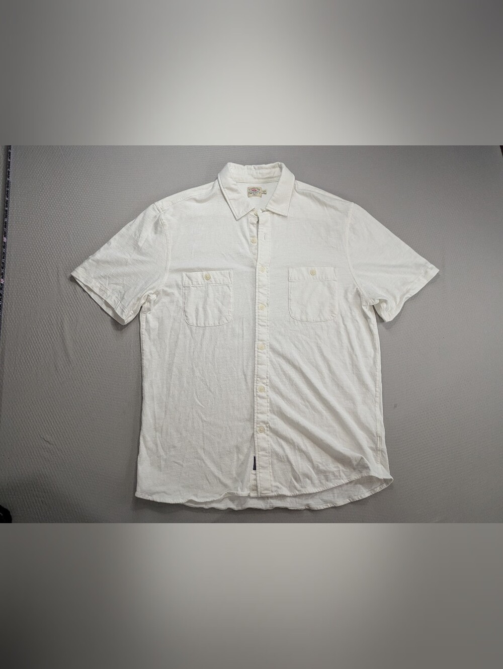 Faherty Knit Seasons Shirt Mens XL White Sunwashed Short Sleeve Organic Cotton